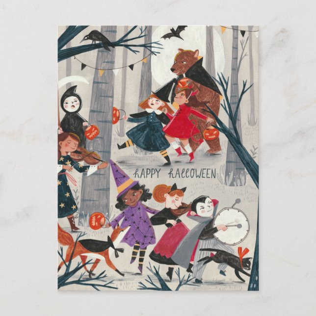 Halloween black and red costume parade Card (Front)