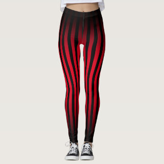 Halloween Black and red vertical stripes ombre Leggings