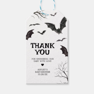Halloween Black and White Bats Favor Tags