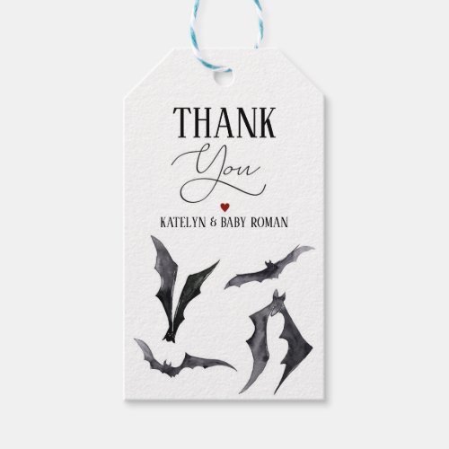 Halloween Black and White Bats  Gift Tags