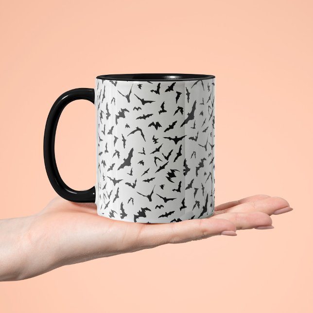Halloween Black and White Bats Mug (Creator Uploaded)