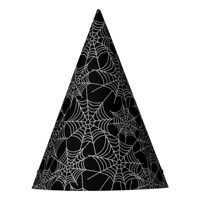 Halloween Black and White Cobweb Party Hat (Front)