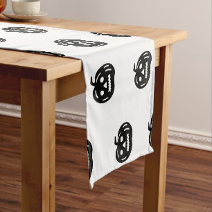 Halloween black and white jack o lantern pattern short table runner