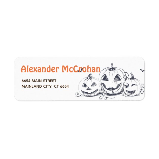 Halloween Black and  White Little Pumpkin Label (Front)