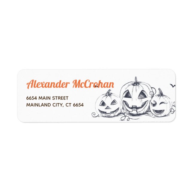 Halloween Black and  White Little Pumpkin Label (Front)