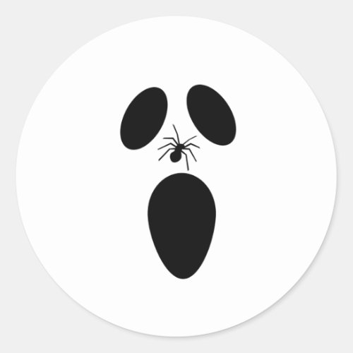Halloween Black and White Scary Ghost Face Classic Round Sticker