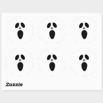 Halloween Black and White Scary Ghost Face Classic Round Sticker | Zazzle