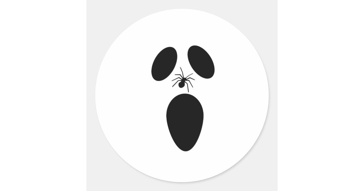 Halloween Black and White Scary Ghost Face Classic Round Sticker | Zazzle