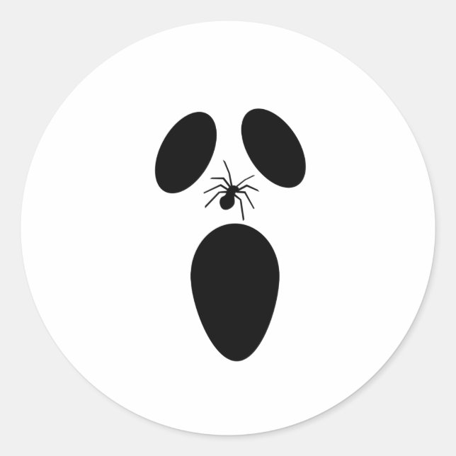 Halloween Black and White Scary Ghost Face Classic Round Sticker (Front)