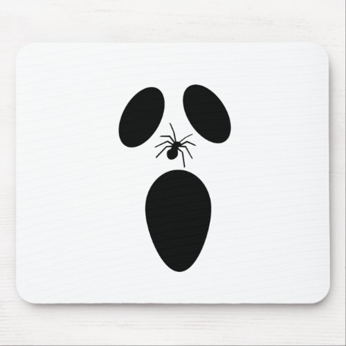 Halloween Black and White Scary Ghost Face Mouse Pad