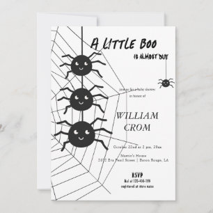 Halloween Black And White Spider Web Baby Shower Invitation