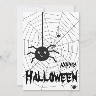 Halloween Black And White Spider Web Greeting Card