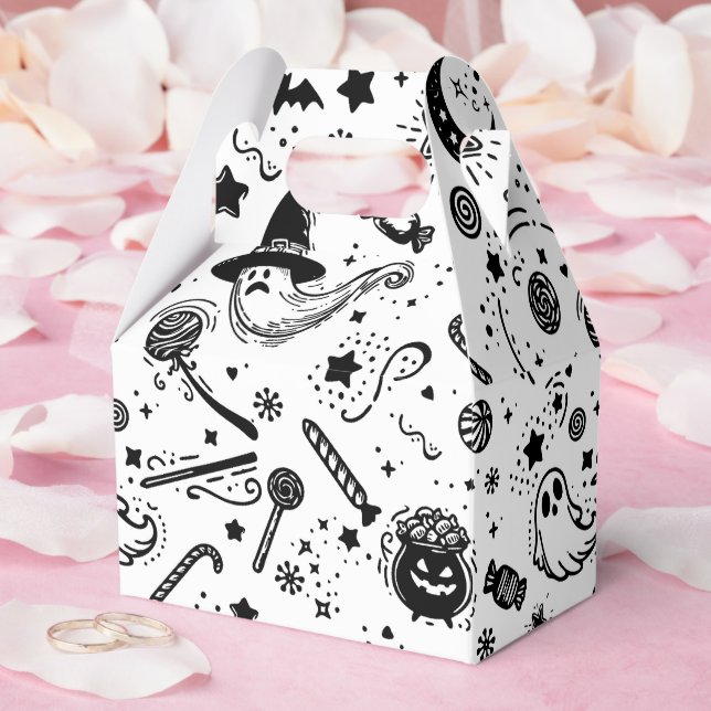 Halloween Black And White Spooky Birthday Party Favor Boxes (Wedding)