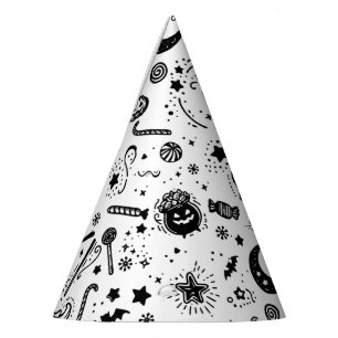 Halloween Black And White Spooky Birthday Party Hat