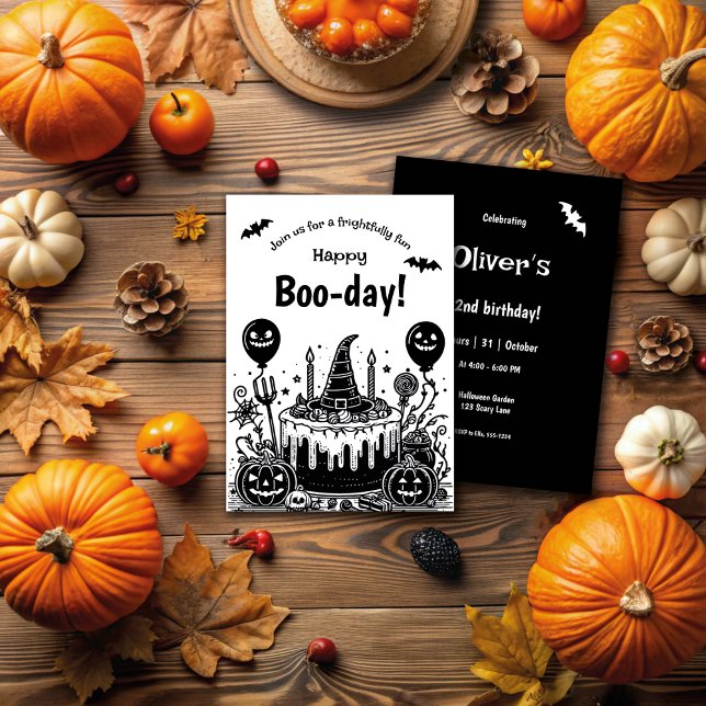 Halloween Black And White Spooky Birthday Party  Invitation (Creator Uploaded)