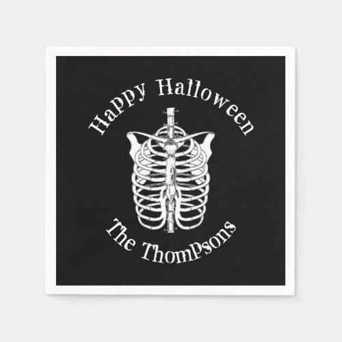 Halloween Black and White Spooky Skeleton Napkins