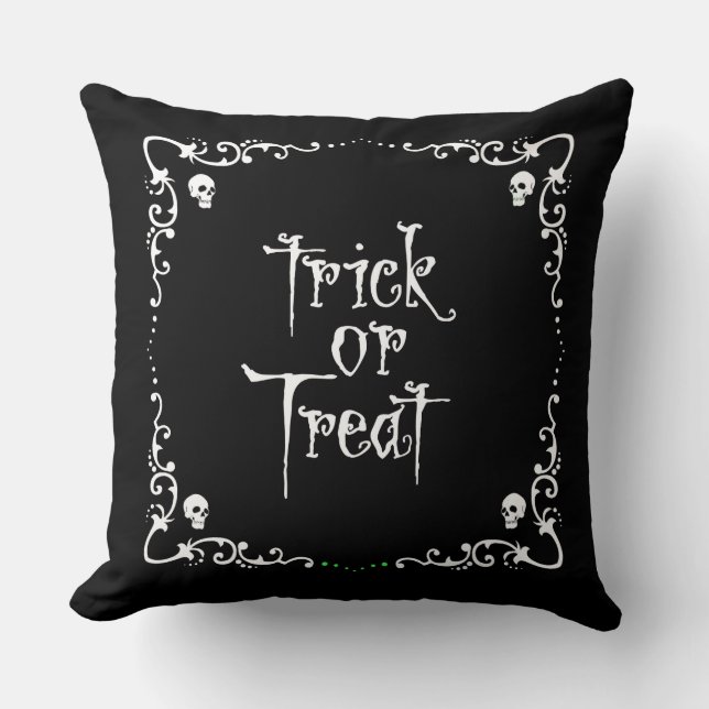 Halloween Black and White Trick or Treat  Throw Pillow (Front)