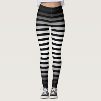 Halloween Black and white vertical stripes ombre Leggings