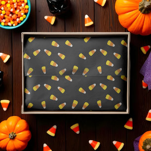 Halloween black background with candy corn pattern tissue paper