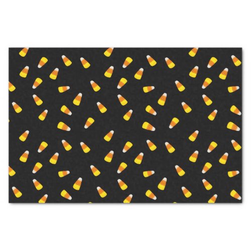 Halloween black background with candy corn pattern tissue paper