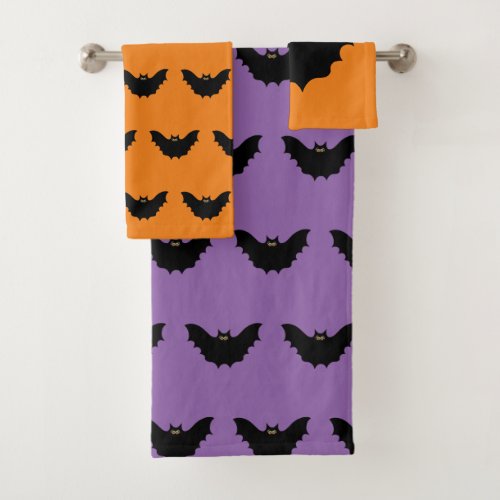 Halloween Black Bat Bath Towel Set
