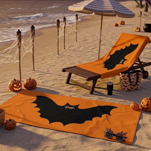 Halloween Black Bat Beach Towel