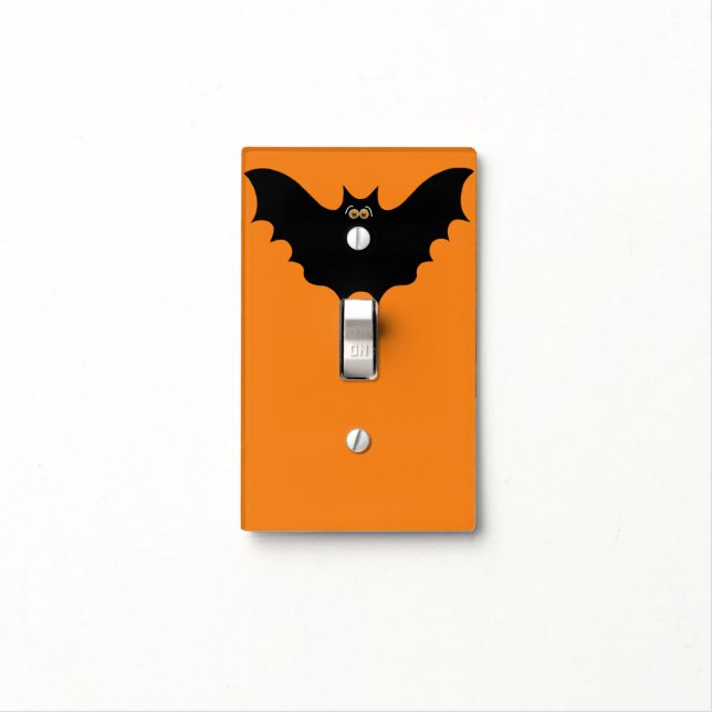 Halloween Black Bat Light Switch Cover (In Situ)