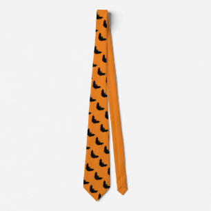 Halloween Black Bat Orange Neck Tie