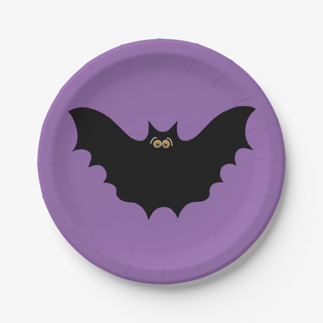 Halloween Black Bat Paper Plates (Front)