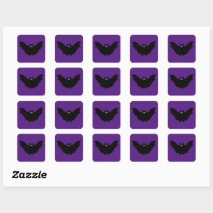 Halloween Black Bat Purple Apron Square Sticker