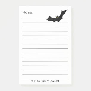 Halloween Black Bat Silhouette - Lined White Notes