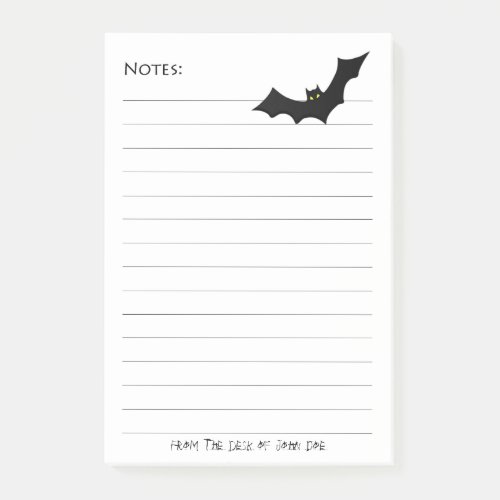 Halloween Black Bat Silhouette _ Lined White Notes