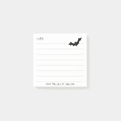 Halloween Black Bat Silhouette _ Lined White Notes