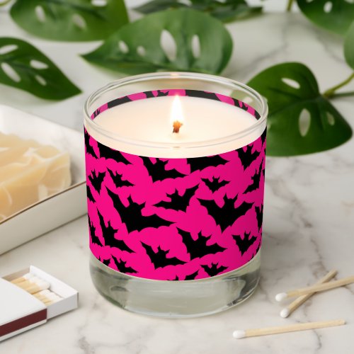 Halloween black bats cool spooky hot pink pattern scented candle