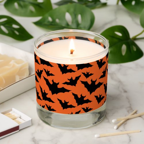 Halloween black bats cool spooky orange pattern scented candle