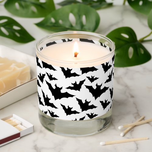 Halloween black bats cool spooky white pattern scented candle