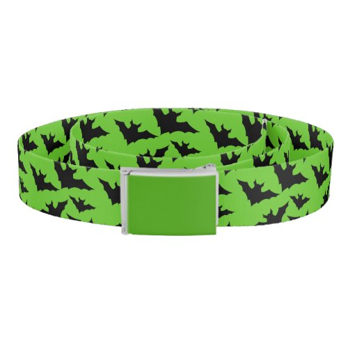 Halloween black bats green cool spooky pattern belt