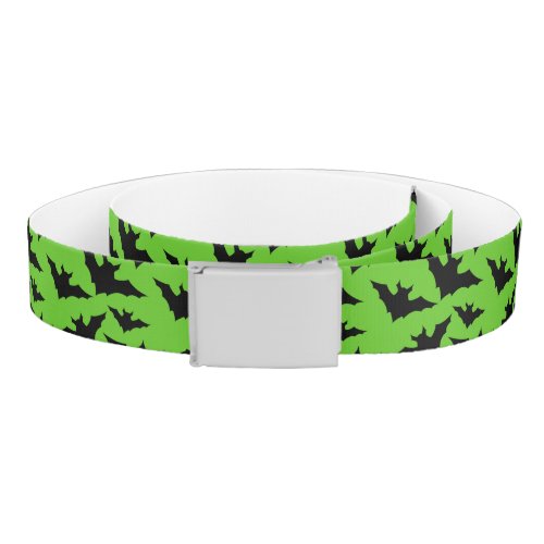 Halloween black bats green cool spooky pattern belt