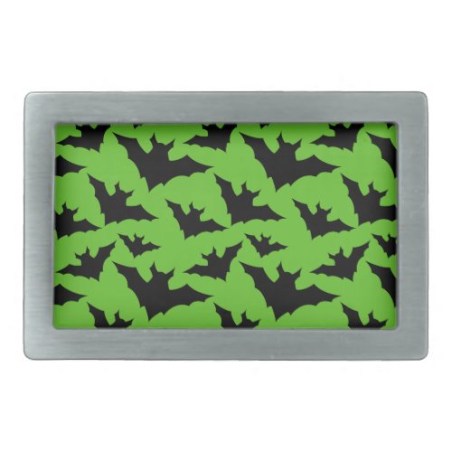 Halloween black bats green cool spooky pattern belt buckle