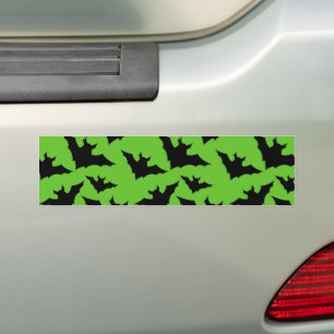 Halloween black bats green cool spooky pattern bumper sticker