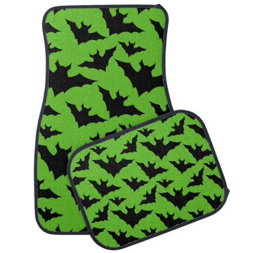 Halloween black bats green cool spooky pattern car floor mat