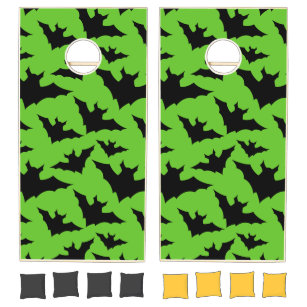 Halloween black bats green cool spooky pattern cornhole set