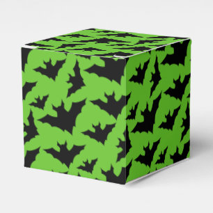 Halloween black bats green cool spooky pattern favor boxes