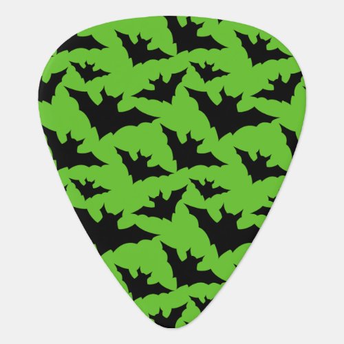 Halloween black bats green cool spooky pattern guitar pick