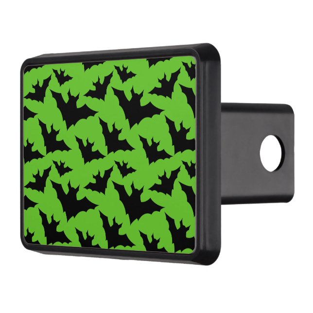 Halloween black bats green cool spooky pattern hitch cover (Left)