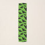 Halloween black bats green cool spooky pattern scarf<br><div class="desc">Cool,  fun and unique Halloween scarf accessory,  gift idea for anyone. Halloween black flying bats spooky silhouette holiday pattern. Hallows Eve flock of black bats. You can customize green color.</div>