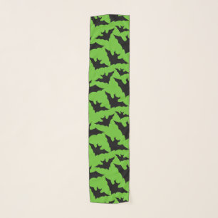 Halloween black bats green cool spooky pattern scarf