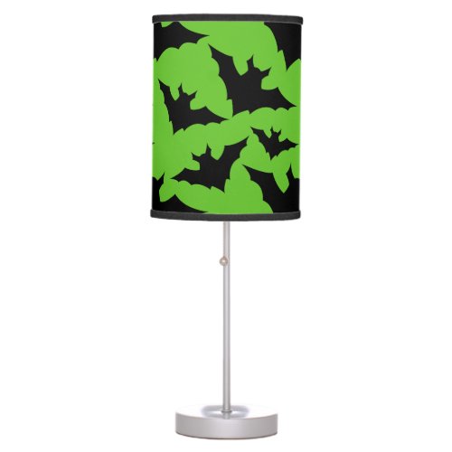 Halloween black bats green cool spooky pattern table lamp