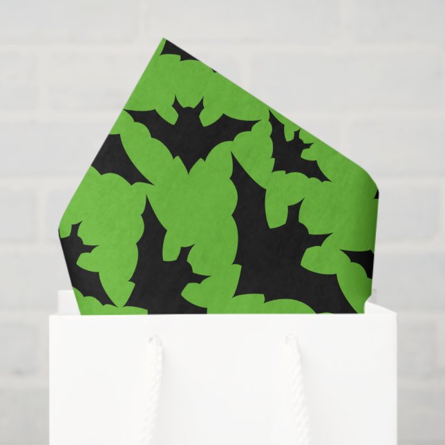 Halloween black bats green cool spooky pattern tissue paper (Gift Bag)