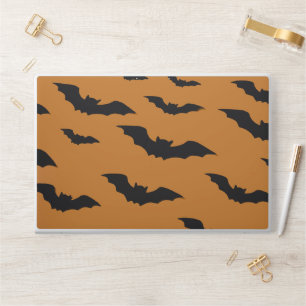 Halloween Black Bats on Orange Background HP Laptop Skin